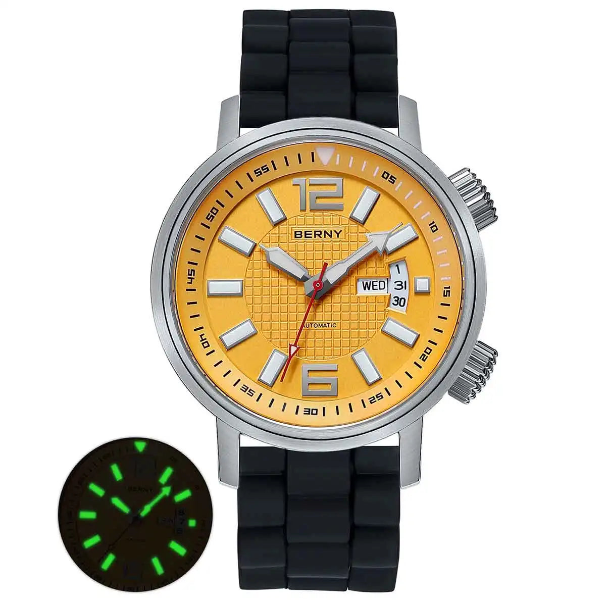 BERNY 20ATM Diver, Automatic Mechanical Watch. Luminous, Waterproof, Self Winding.