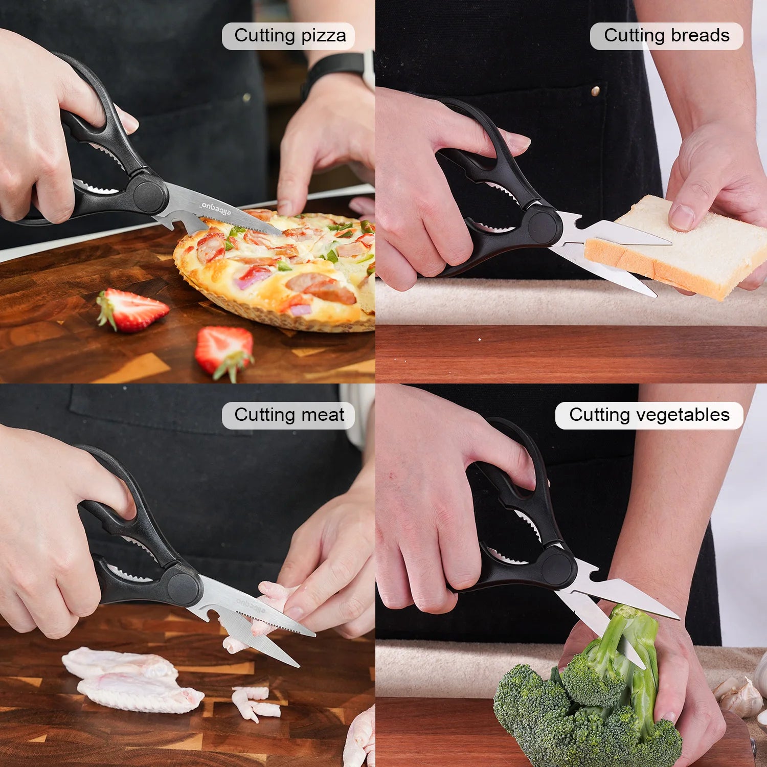 ELITEQUO All Purpose Kitchen Scissors, Heavy Duty Stainless Steel . Soft Grip Comfort Handle.