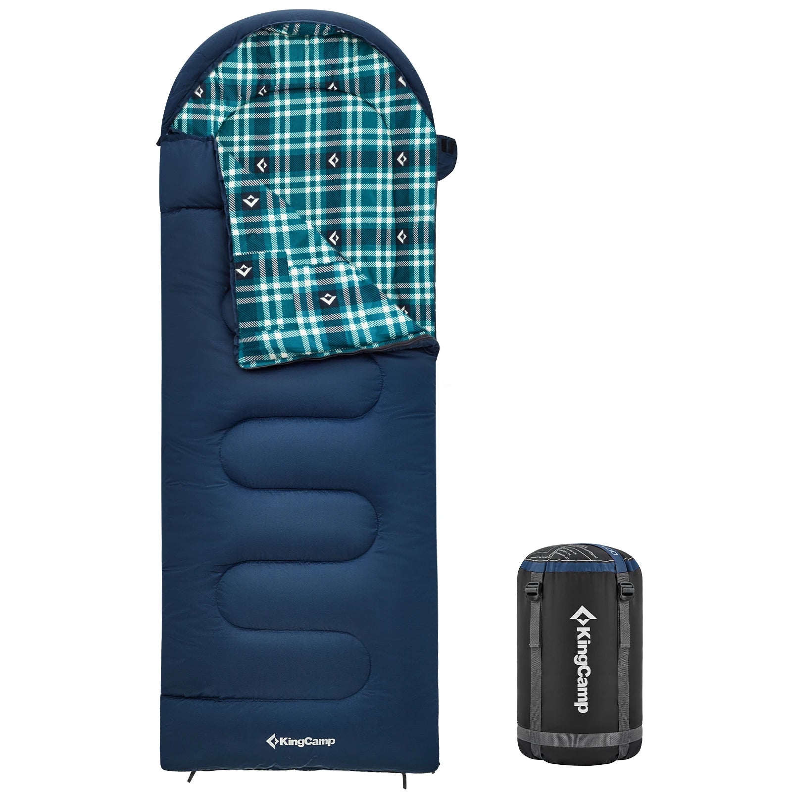 KingCamp Envelope Hooded Sleeping Bag, Cold Weather, Ultralight. Compression Sack .