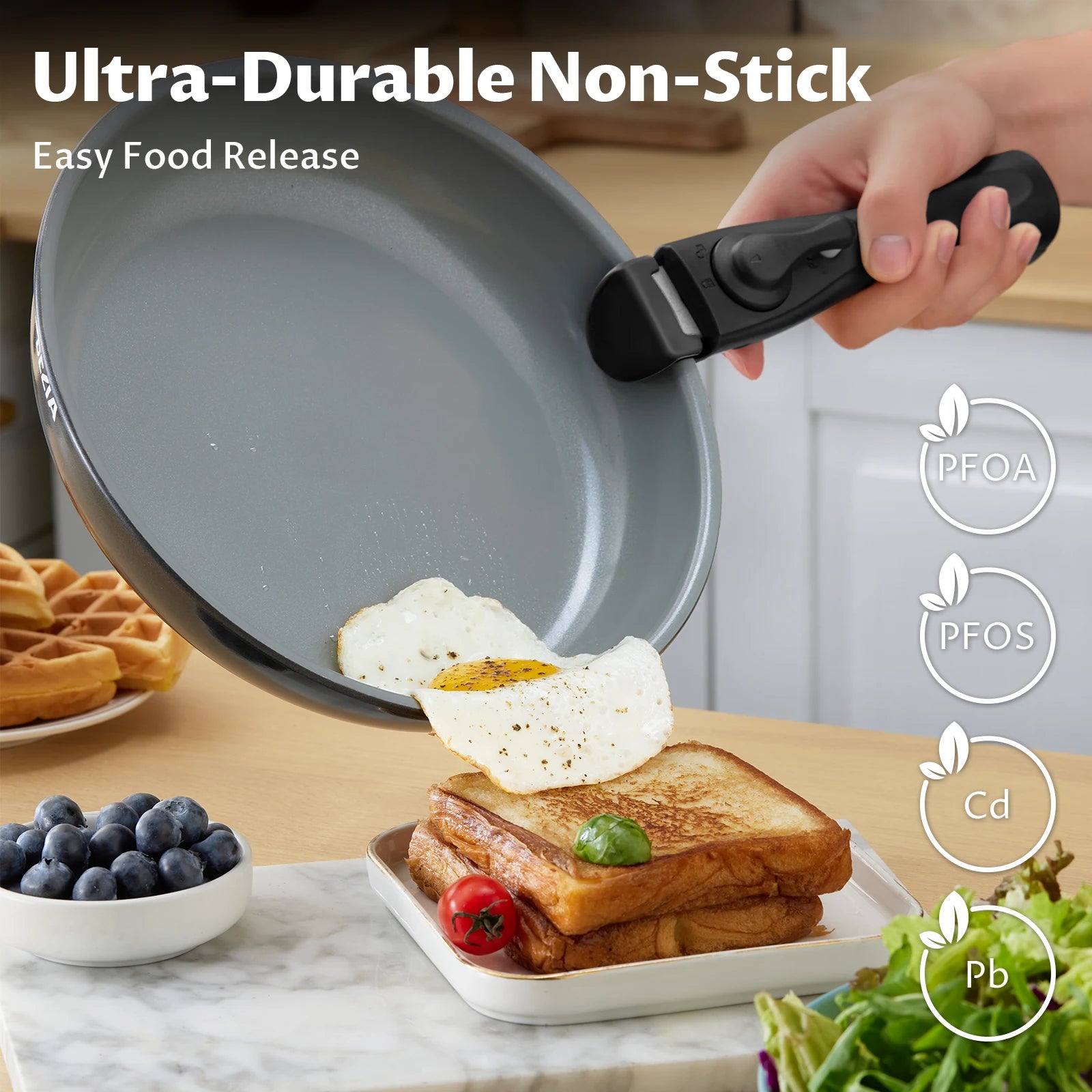 Induction Cookware With Ceramic Coating. Nonstick Set. 13pcs With Detachable Handles.