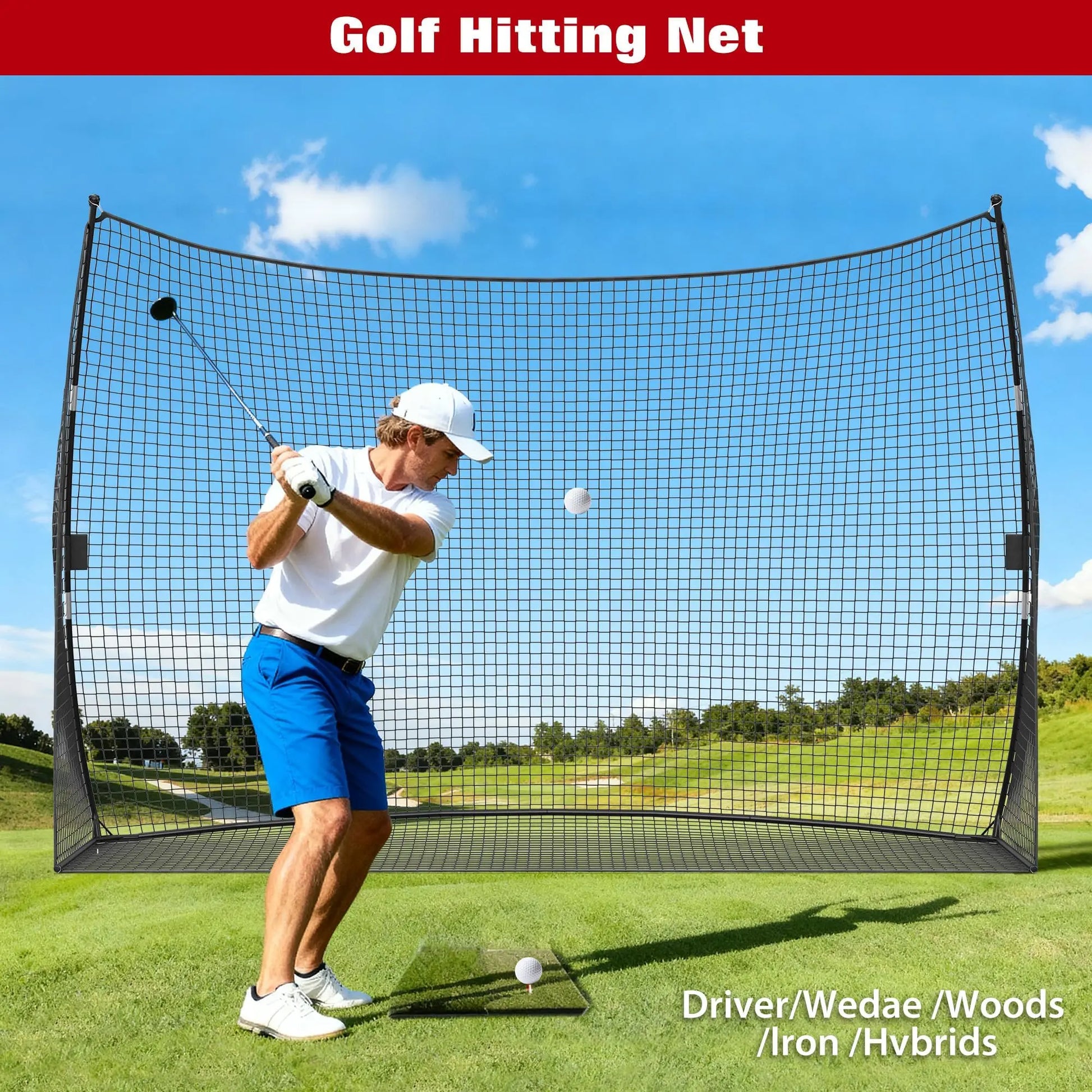 10x7 FT Golf Practice Net Portable Backyard Hitting Net Swing Chipping Training Equipment With Carry Bag Tool-Free Setup