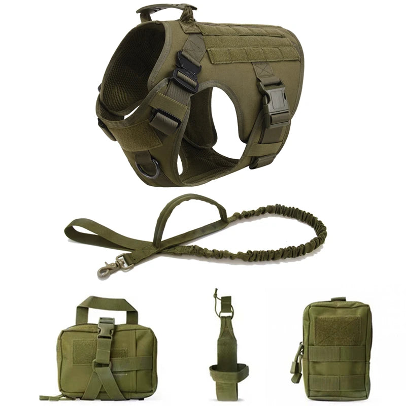 Tactical Military Vest,Tactical Training Dog Harness and Leash Set For All Breeds Dogs.