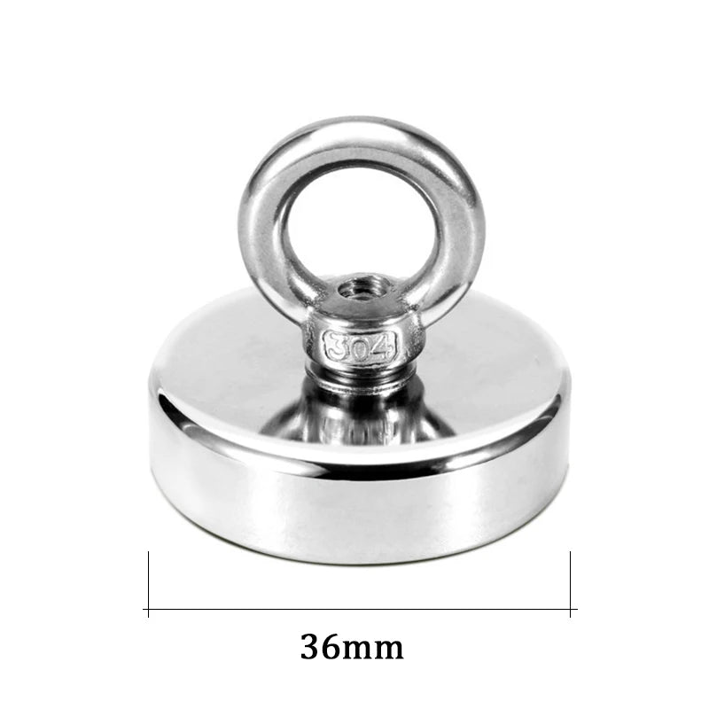 Super Strong Neodymium Fishing Magnets. Heavy Duty Magnet With Countersunk Hole, Eyebolt For Salvage Magnetic Fishing.