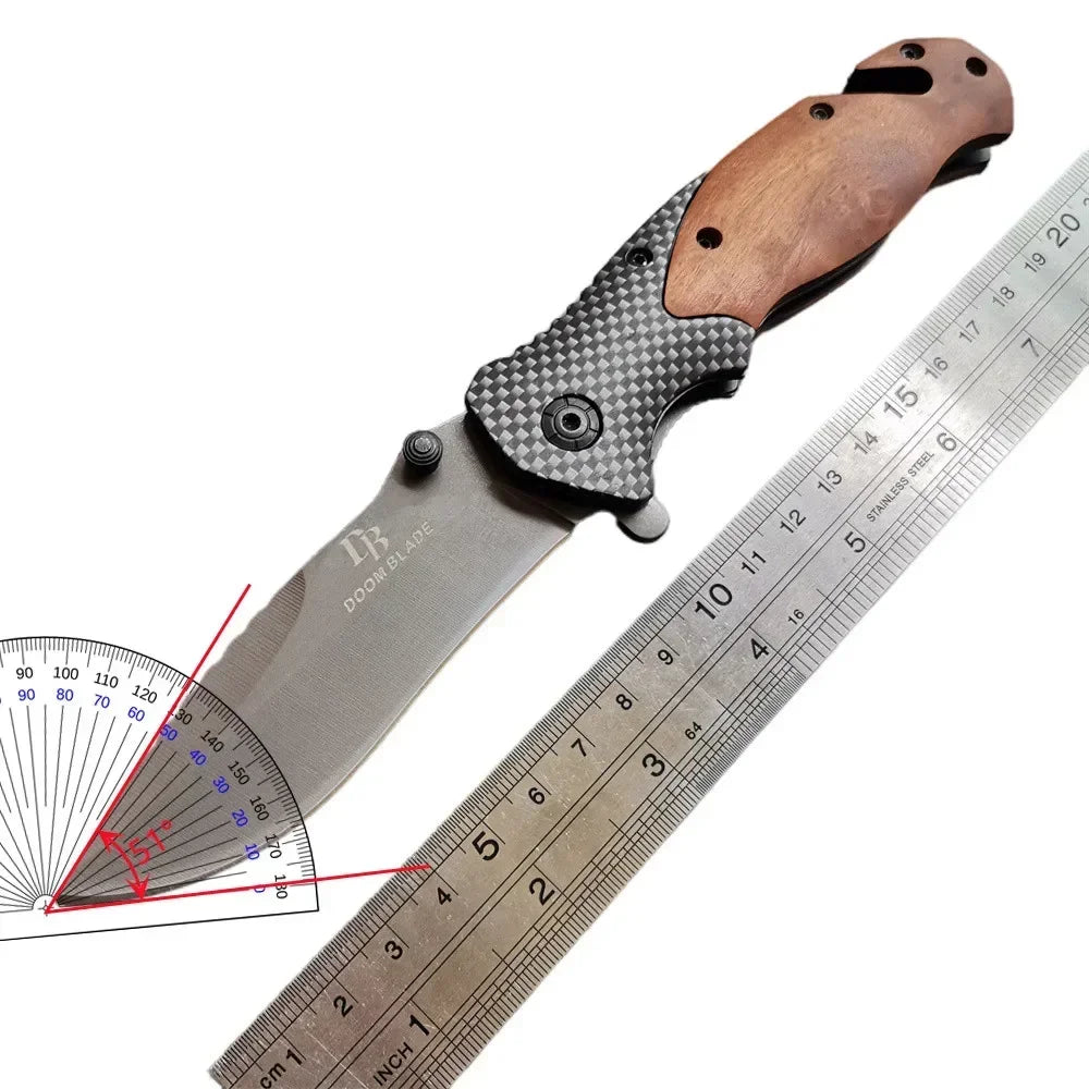 Tactical Rust-Resistant Steel EDC Knife. V-Ground Spear-Point Blade With Clip.