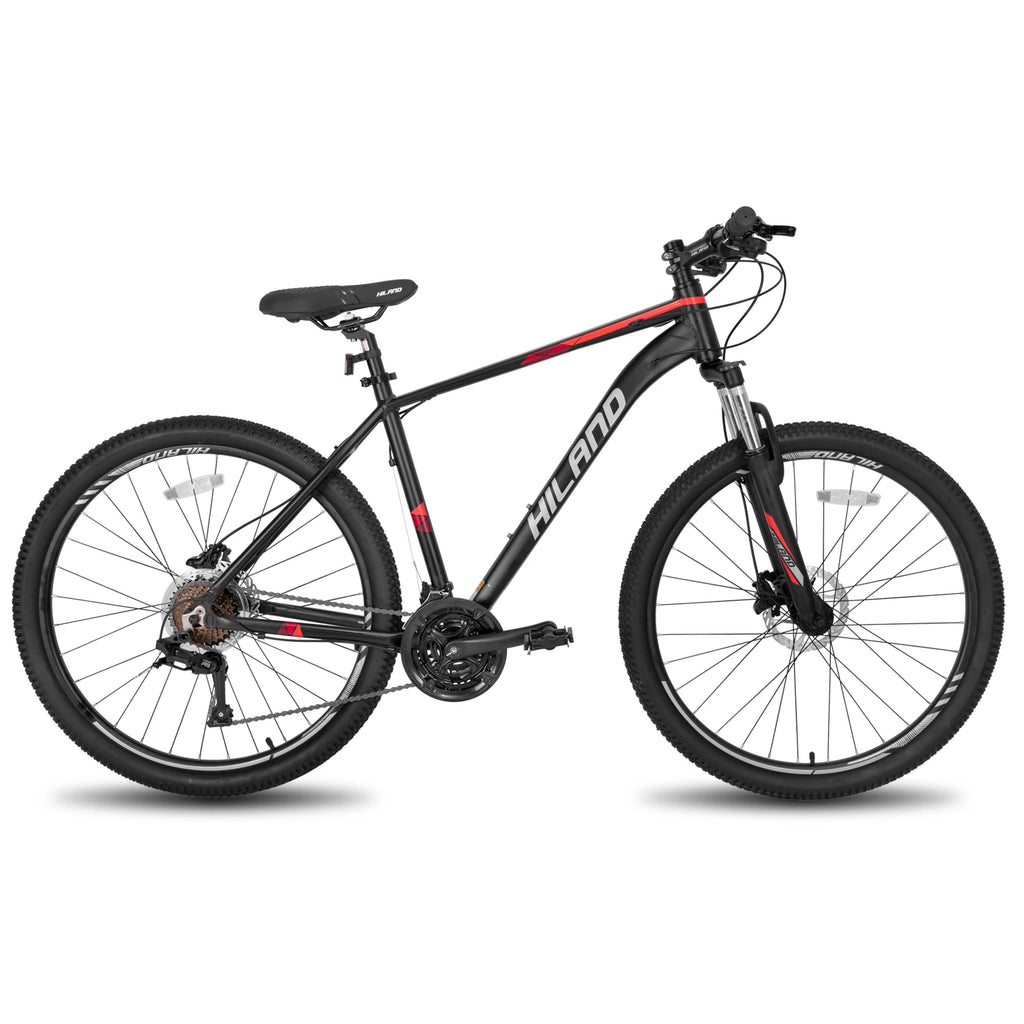 Hiland Aluminum Mountain Bike. 21 Speeds, Hydraulic Disc Brakes, Lock-Out Suspension Fork, 27.5 inch Wheel.