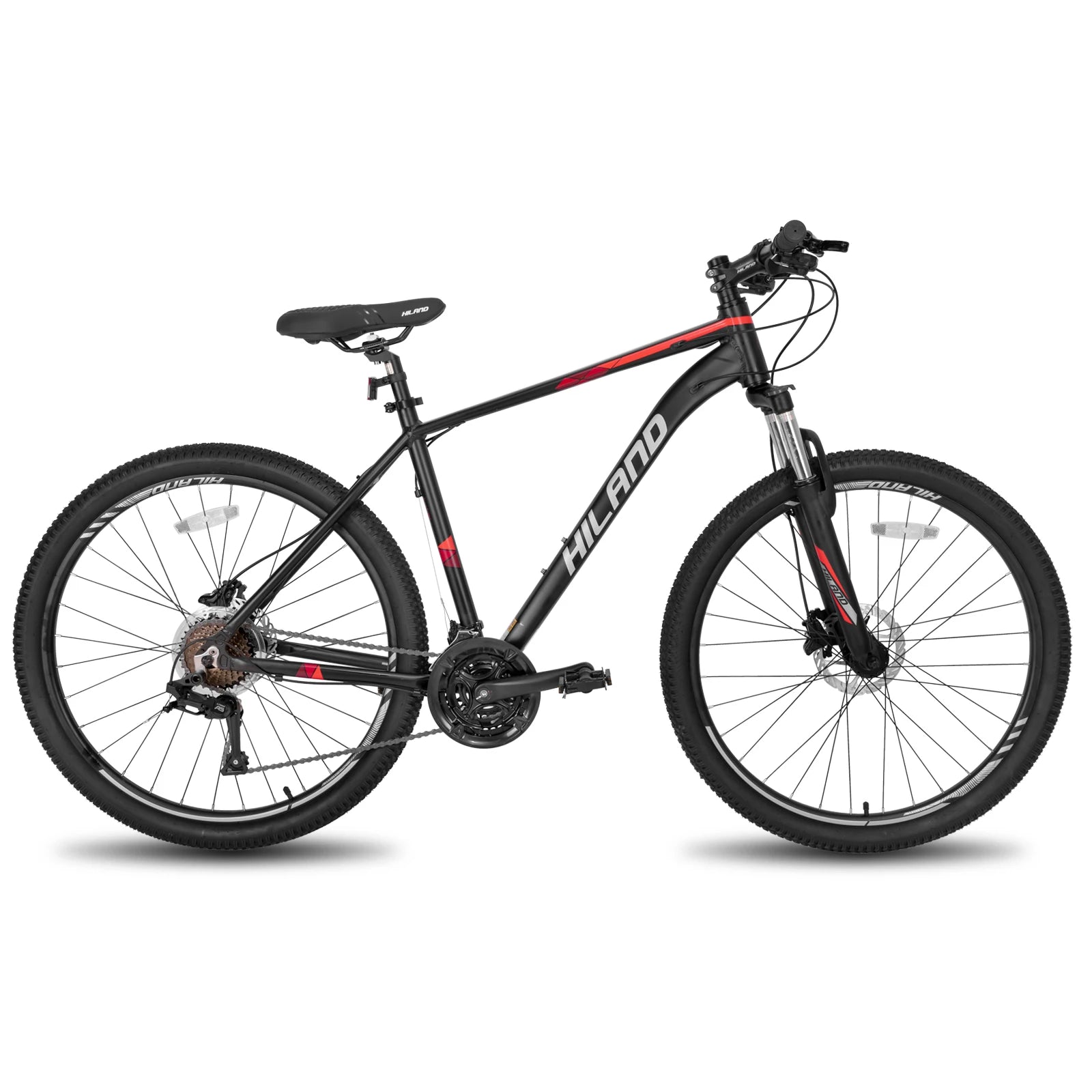 Hiland Aluminum Mountain Bike. 21 Speeds, Hydraulic Disc Brakes, Lock-Out Suspension Fork, 27.5 inch Wheel.