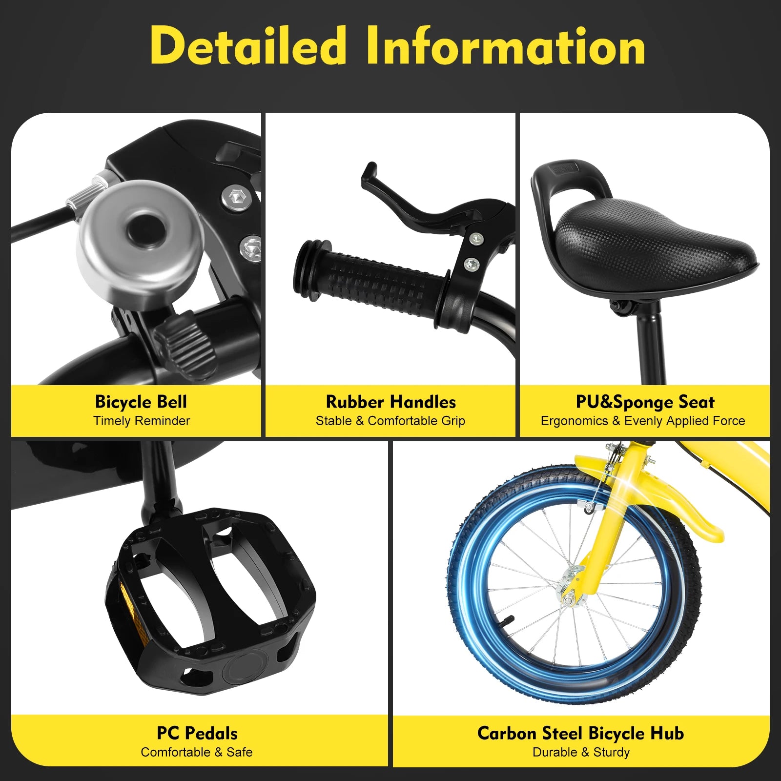 14 Inch Kids Bike - Adjustable Sea - Dual Brakes - w/Training Wheels.