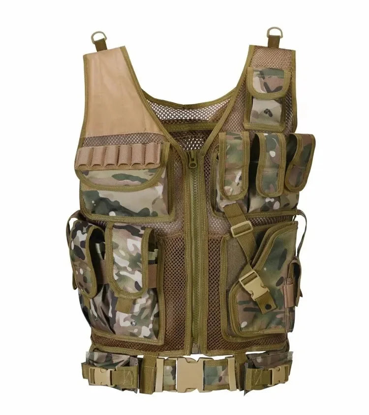 Adjustable Molle Tactical Vest, Combat Body Armor Vests, Security Guard, Airsoft Training Jacket.