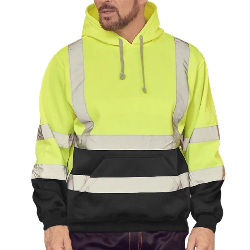 Winter Reflective Hoodie. Geometric Pattern High Visibility .