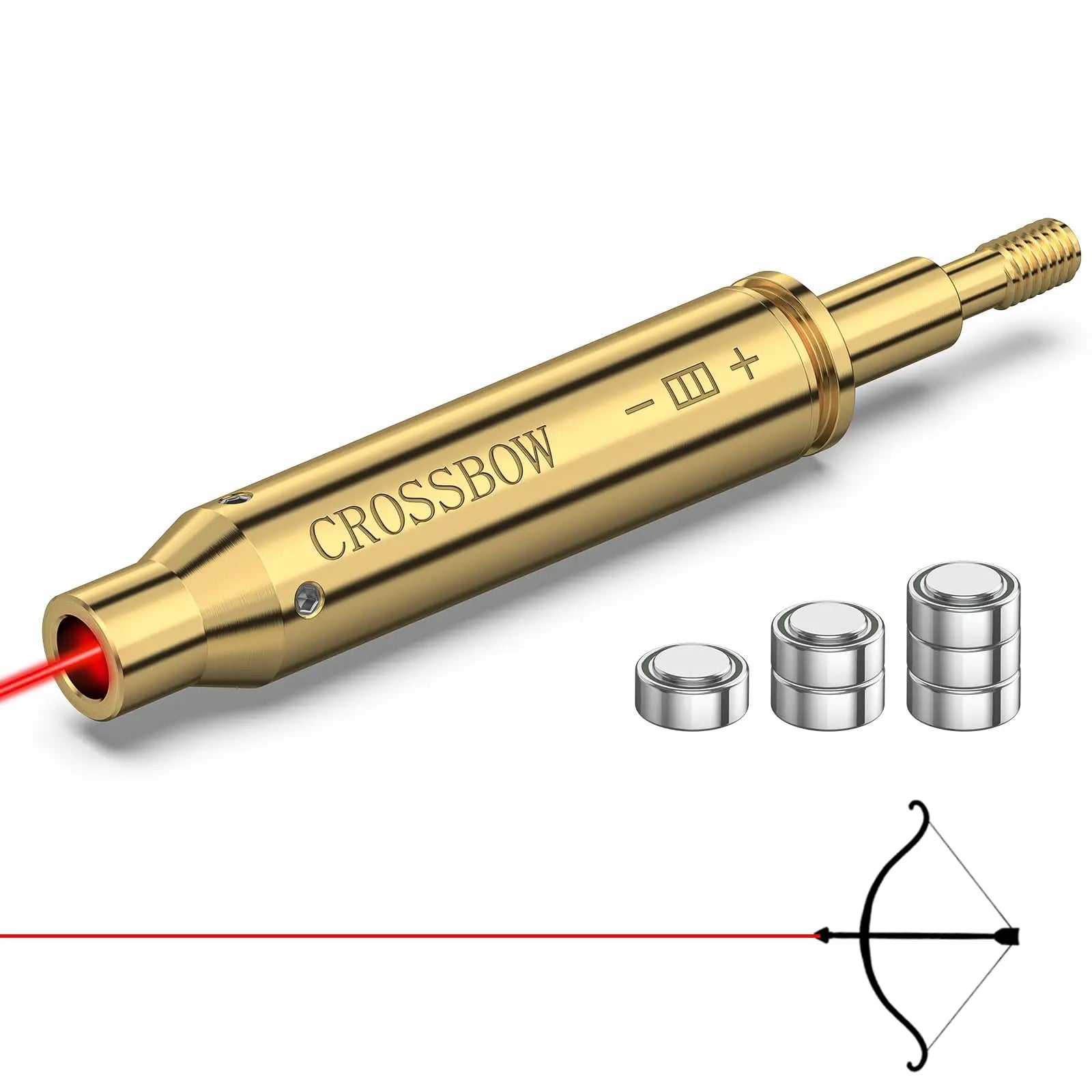 MidTen Crossbow Red Laser Bore Sight - Thread-On Sighting Tool - 2 Sets Of Batteries.