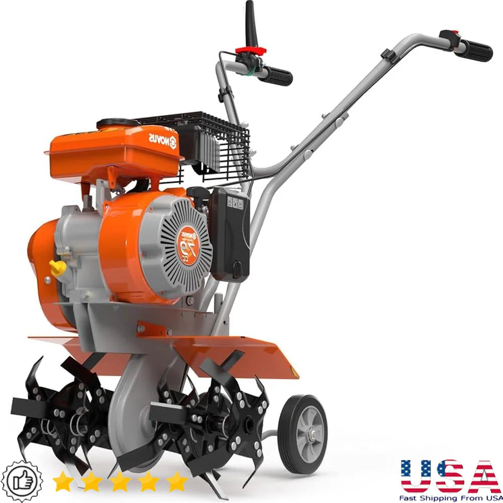 17 Inch, 79cc Gas Powered - Front Tine Cultivator. Tooless - Adjustable Tilling Width, Heavy Duty Tines.