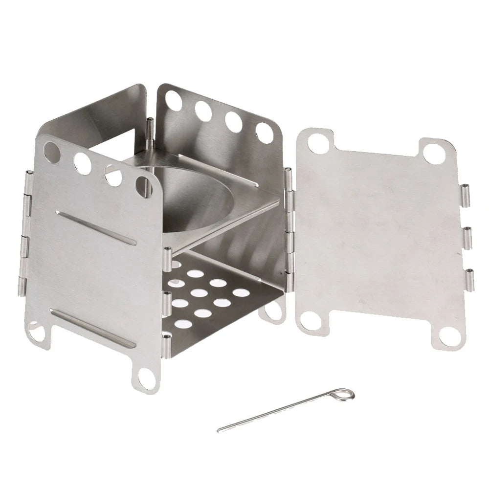 Stainless Steel Outdoor Camping Stove. Portable, Folding Pocket Stove .