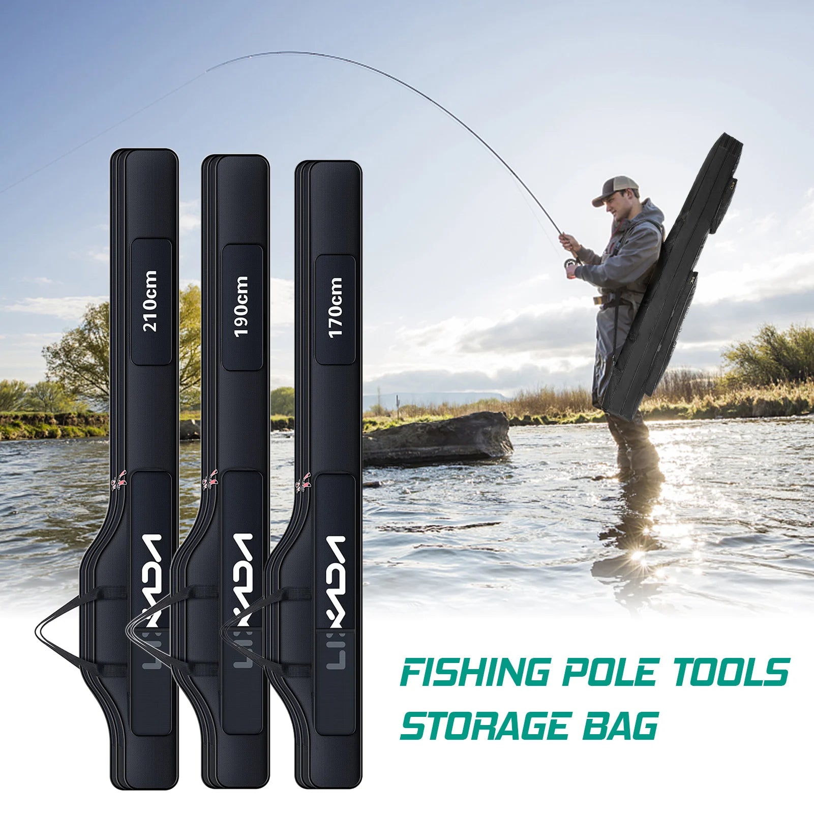 Lixada 210/190/170cm. Folding Fishing Rod Carry Case .