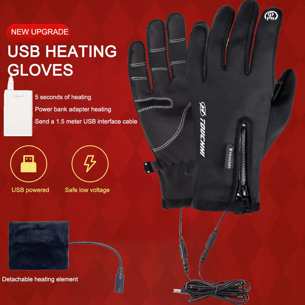 Heated Gloves. USB - Rechargeable, Water Proof, Skiing, Hunting, Fishing.