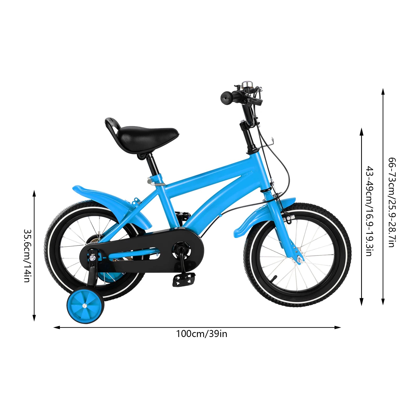 14 Inch Children's Bicycle with Safety Training Wheels - Dual Brakes.
