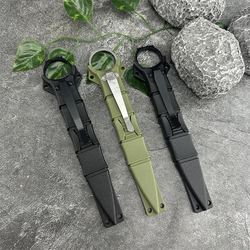 Two-color band Kydex knife. Self Defense, Rescue , Sheath.
