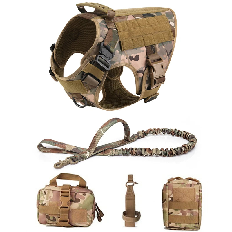 Tactical Military Vest,Tactical Training Dog Harness and Leash Set For All Breeds Dogs.