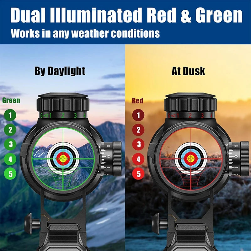 6-24x50 AO Rifle Scope. Hunting, Long-Range Scope. Illuminated Red/Green Reticle.