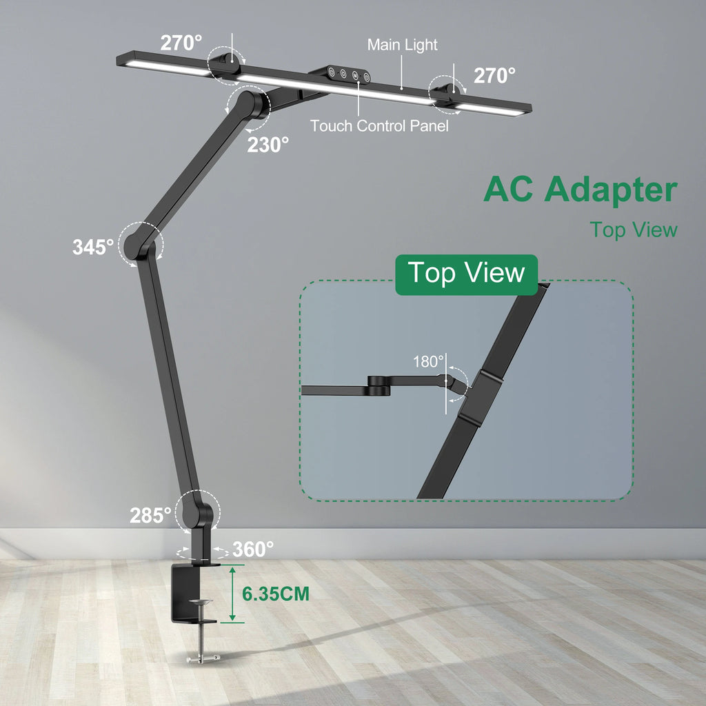 Led Desk Lamp with Clamp, For Home Office with Atmosphere Lighting, 24W Ultra Bright.