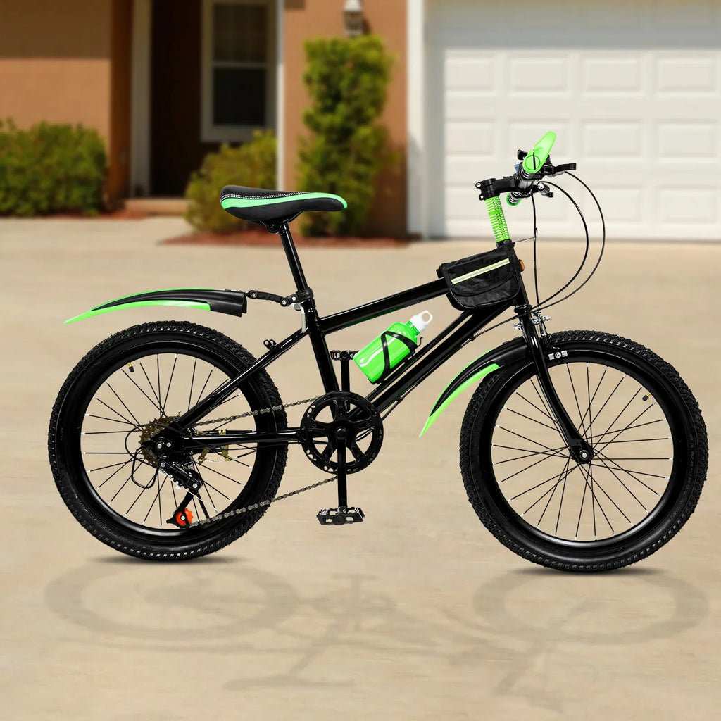 20 Inch Mountain Bike - 7 Speeds - Kids Bicycle. Dual Brakes, Adjustable, Kettle & Mudguard.