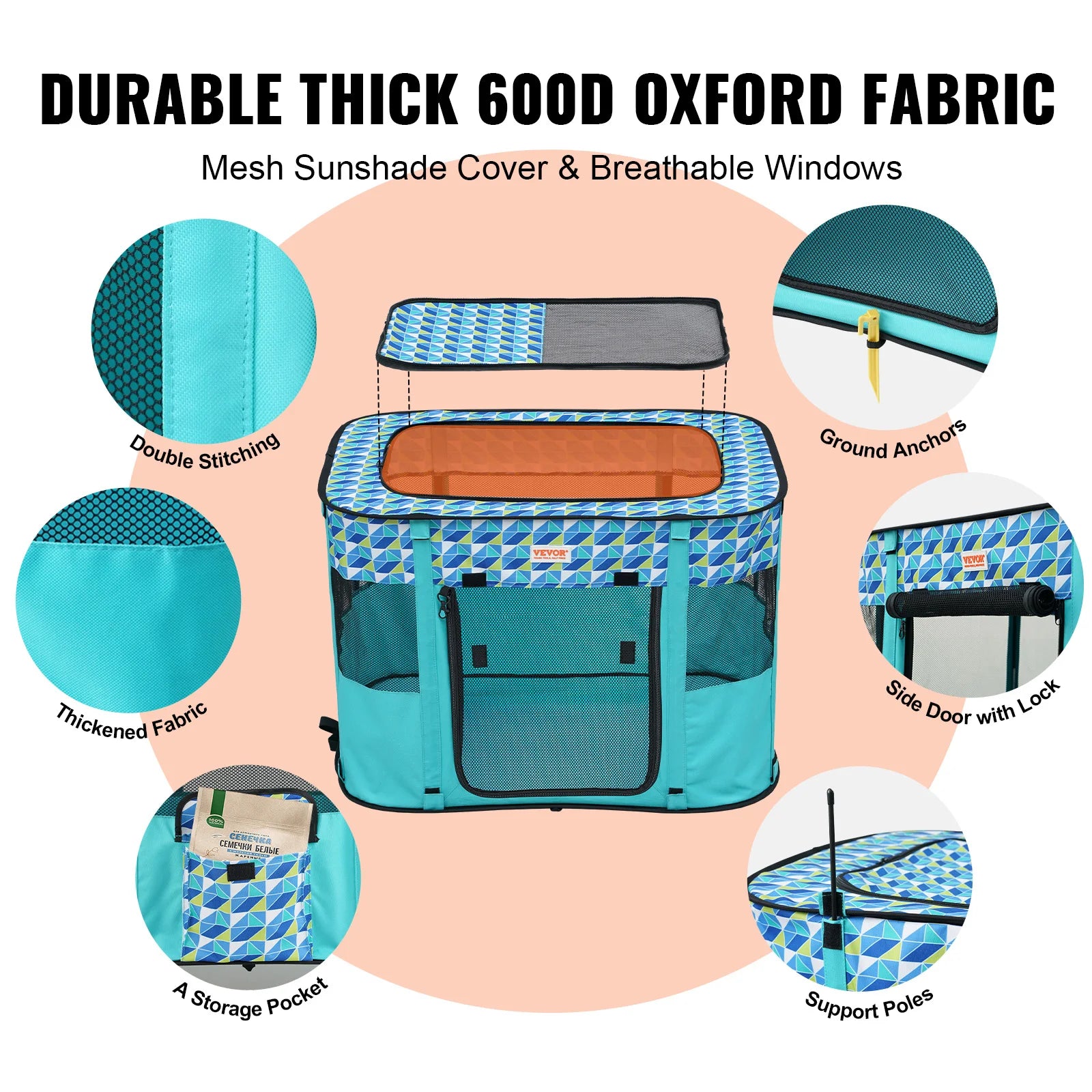 Portable- Foldable Pet Crate Kennel. Waterproof .