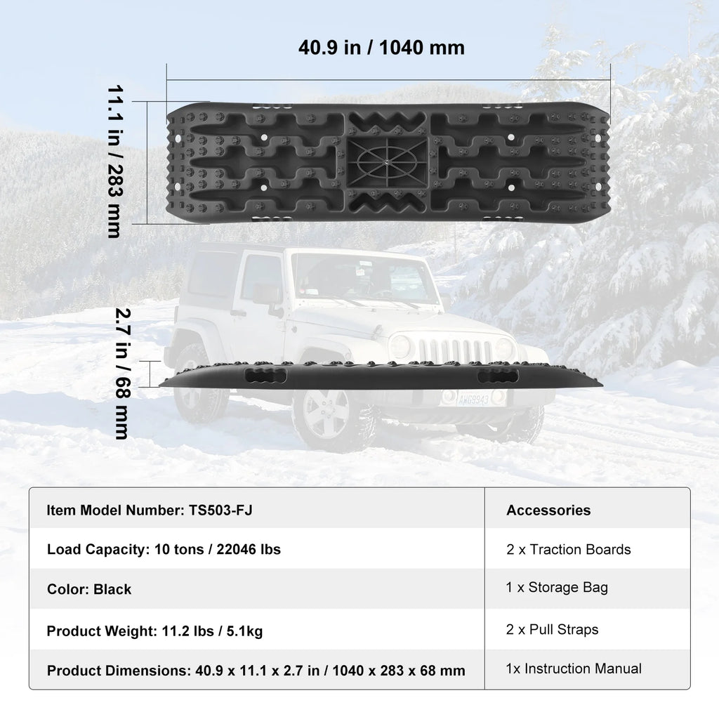 10 TON Traction Boards, Recovery Boards For Off-road Vehicle, Pair Tire Traction Mats.