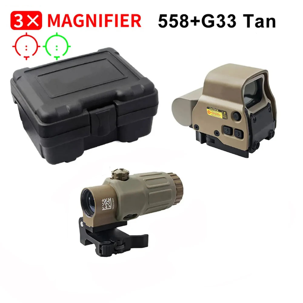 558+G43 Holographic Collimator Sight. 558+G33/G45 Red Dot Optic Sight. W/20mm Rail Mounts&Quick Detach Lever.