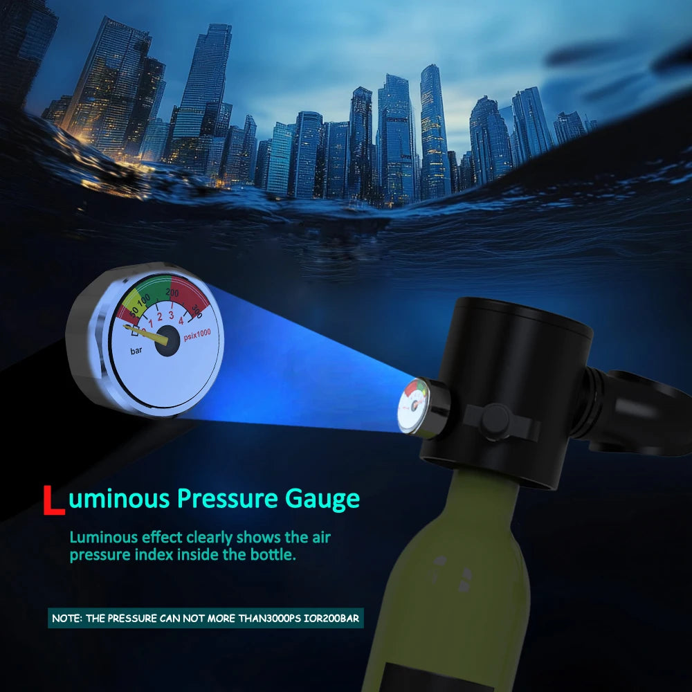 0.5L Diving Tank and Full Face Mask. 5-10 minutes underwater, Refillable.
