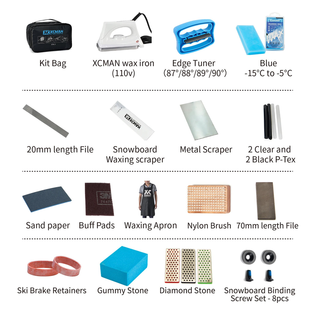 XCMAN Complete Ski-Snowboard Tuning- Waxing Combo Kit.