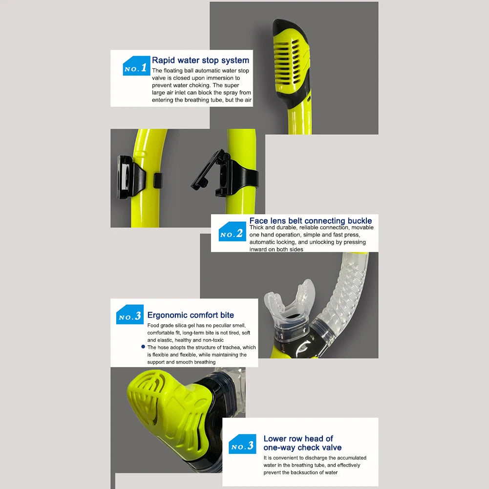 Silicone Snorkel, Swimming, Diving, Professional.