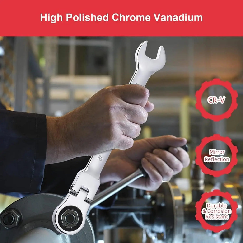 20pcs Standard Combination Ratcheting Wrench Set, 72-Teeth Cr-V Steel With Storage Bag.