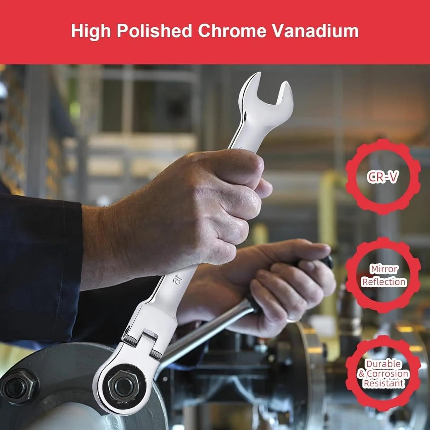 20pcs Standard Combination Ratcheting Wrench Set, 72-Teeth Cr-V Steel With Storage Bag.