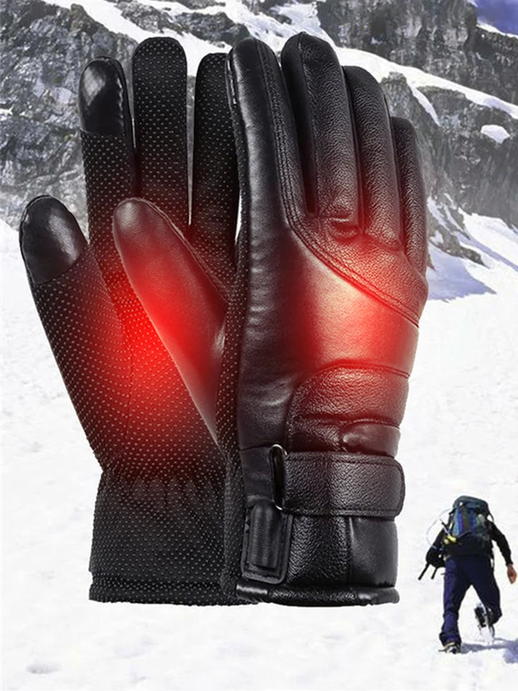 Heated Gloves- Waterproof Thermal- PU Leather.