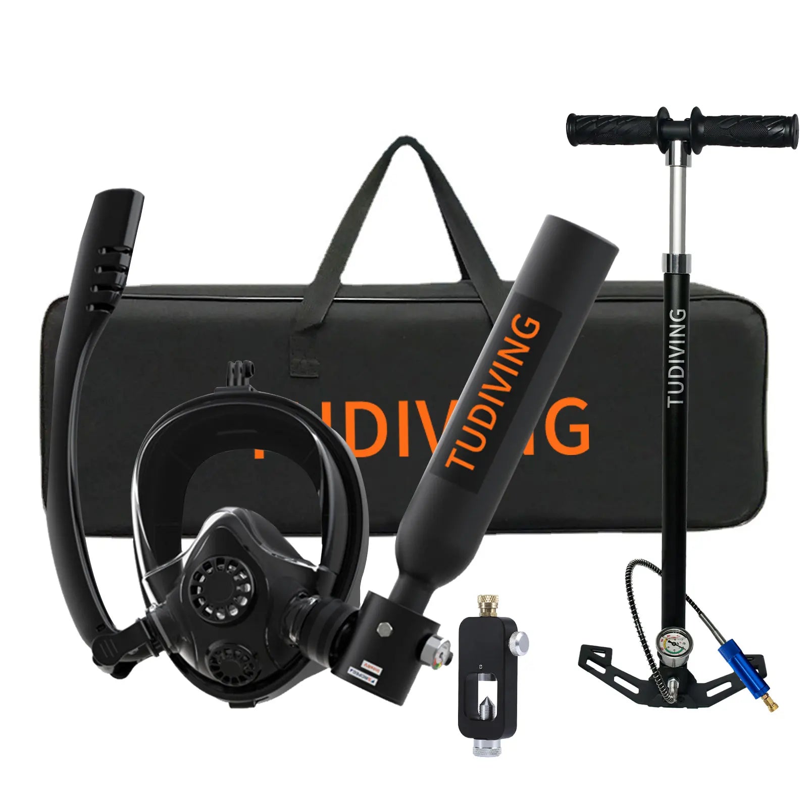 TUDIVING-0.5L Scuba Diving Tank Set with Full Face Snorkel Mask.