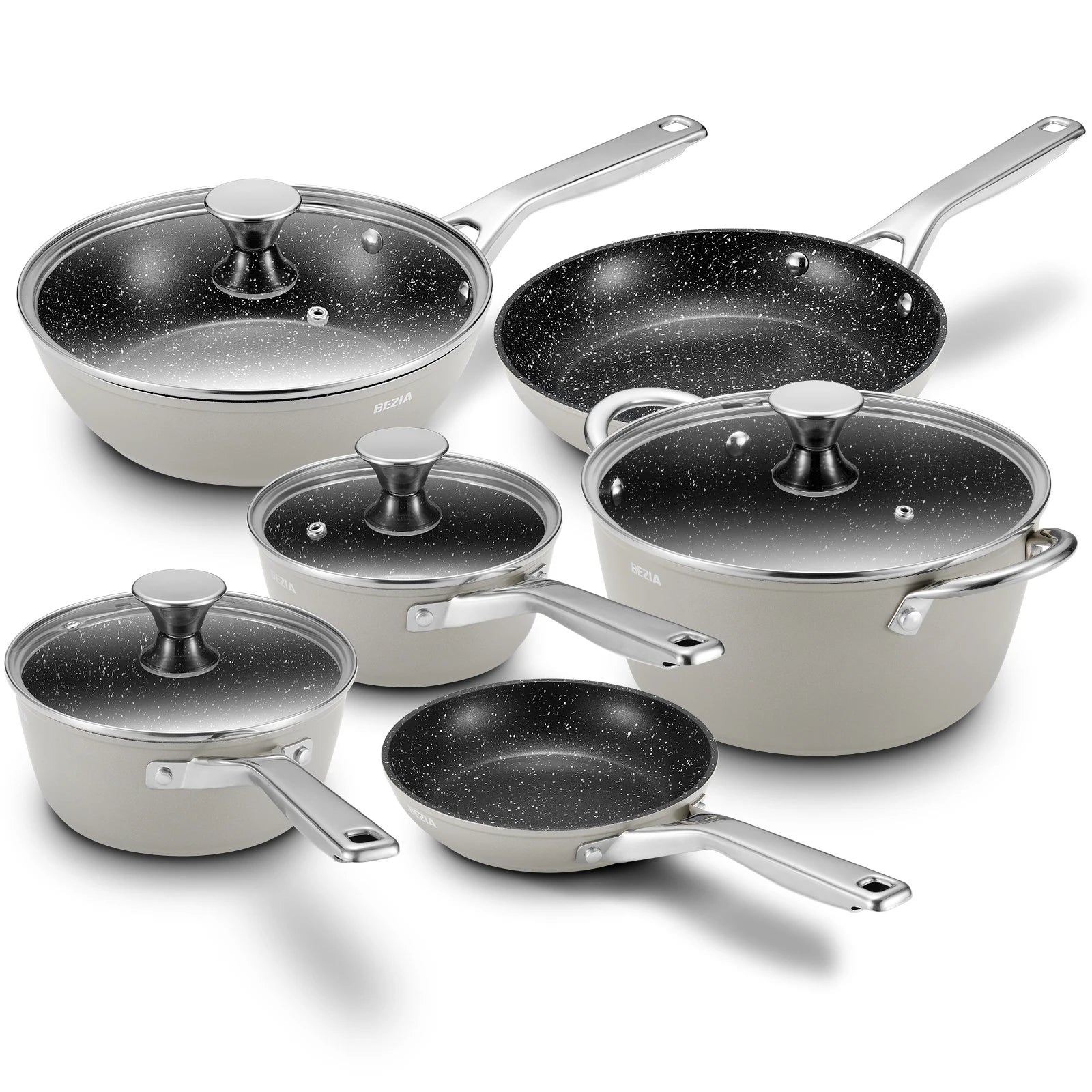 Induction Cookware. Nonstick, 10-Piece, Set Compatible with All Stoves.