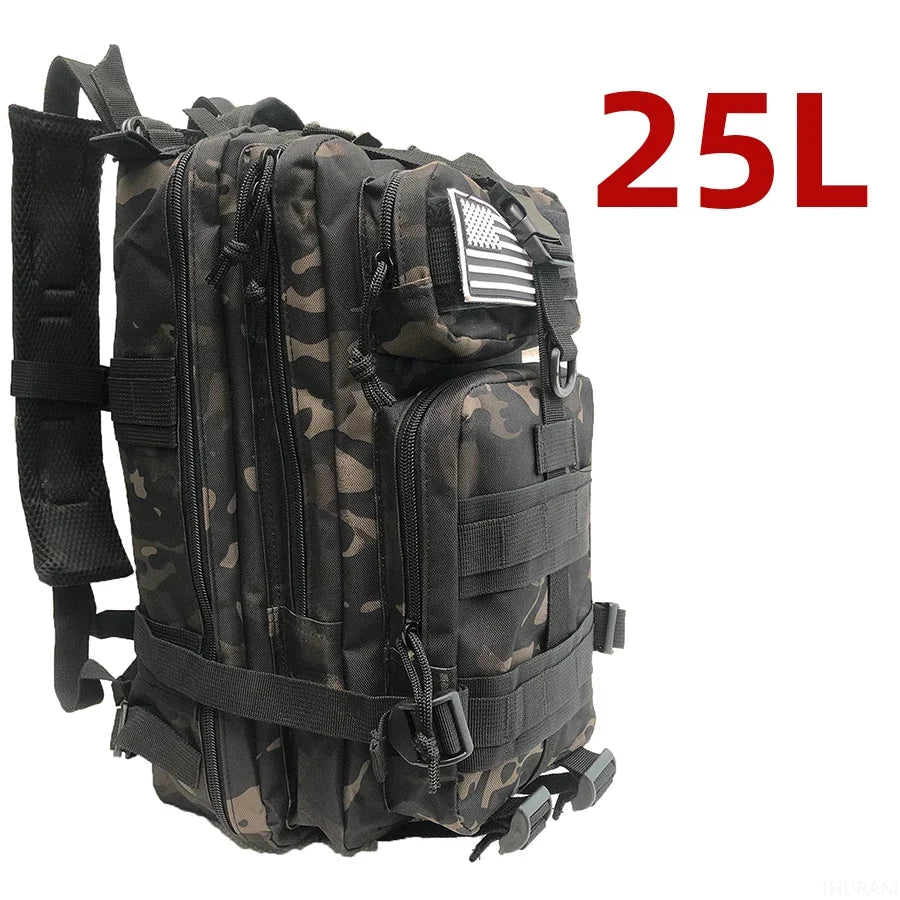 25L/50L Sturdy Nylon Waterproof, Tactical Camping, Hiking Backpack.