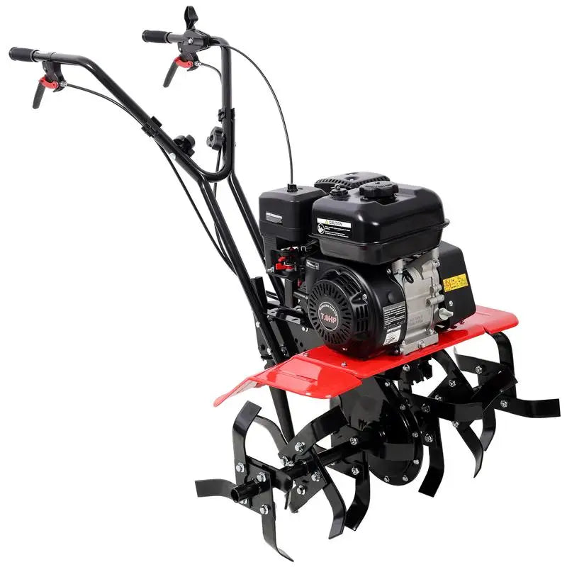 Heavy Duty Power Tiller, 7HP Gas Engine, 212CC, 6 Blades, 32.5" Wide Cultivator, 10" Deep.