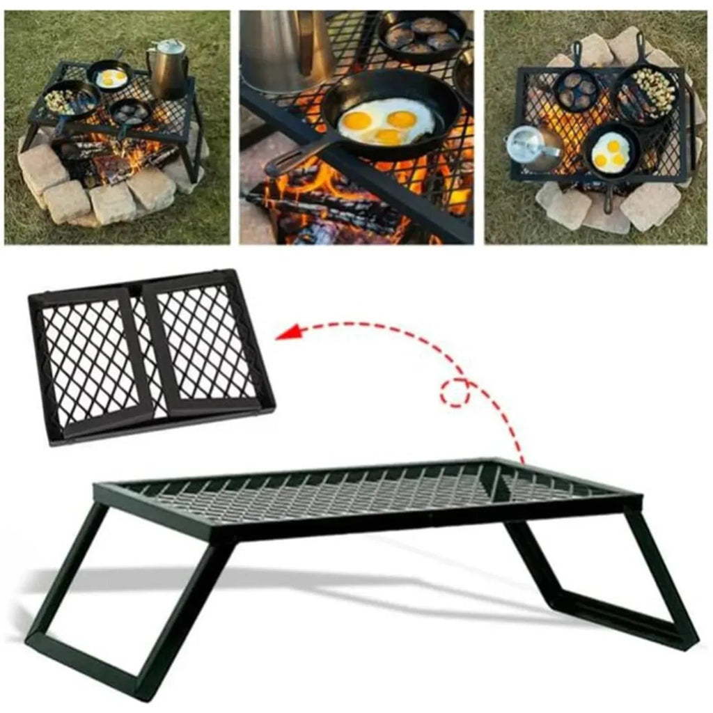 Folding Outdoor Grill, Campfire Cooking Grate for Outdoor Cooking.