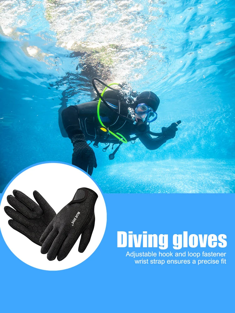 1.5mm - Anti Slip - Five Finger - Warm Wetsuit - Spearfishing Gloves.