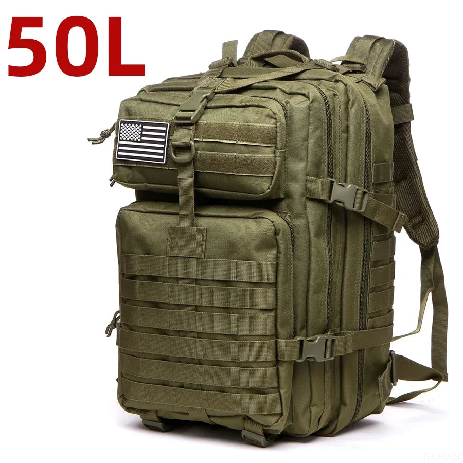 25L/50L Sturdy Nylon Waterproof, Tactical Camping, Hiking Backpack.