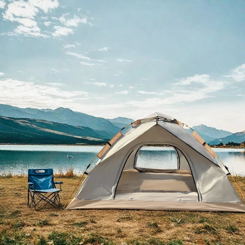2-Person (Blue)/4-Person (White), Extra-Large Tent With Mesh Screen. Lightweight Family Tent.