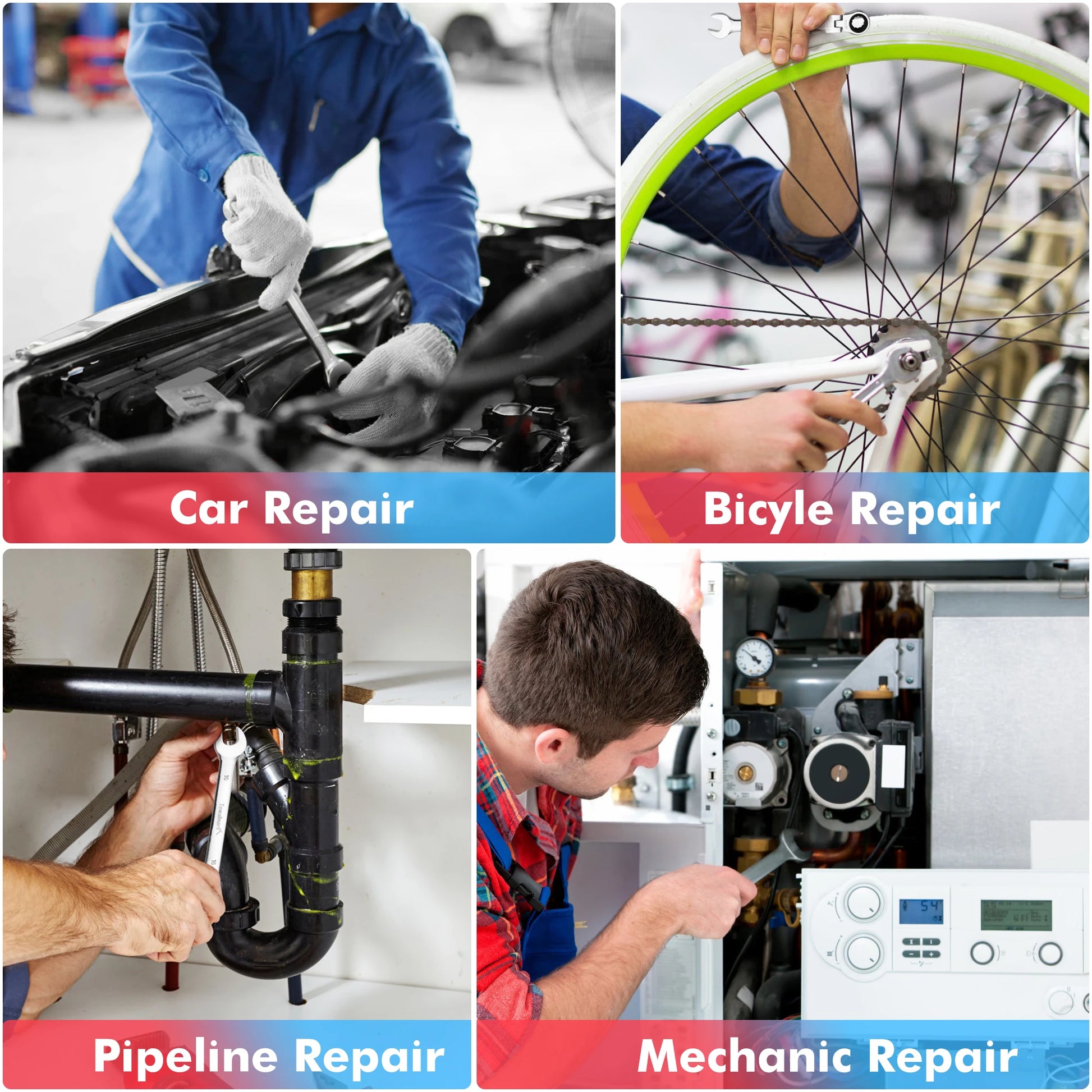 14pcs Ratcheting Wrench Set, Metric Flex Head, Combination, Cr-V Steel With Pouch.