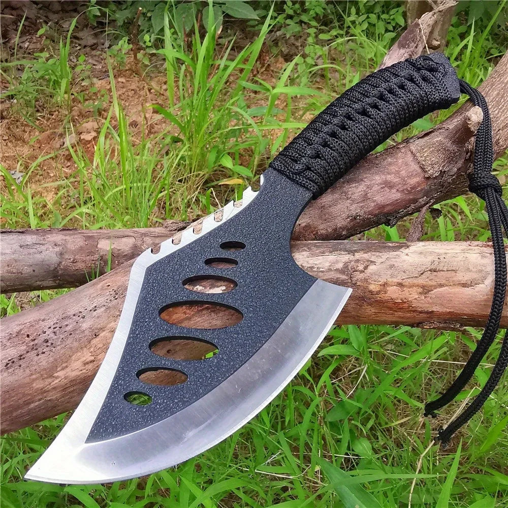 Jungle Camping Axe & Knife - Non-Slip Handle. Nylon Sheath.