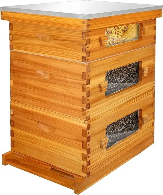10 Frame Langstroth Complete Beehive Starter Kit Dipped In 100% Beeswax With Beehive Frames And Waxed Footings.