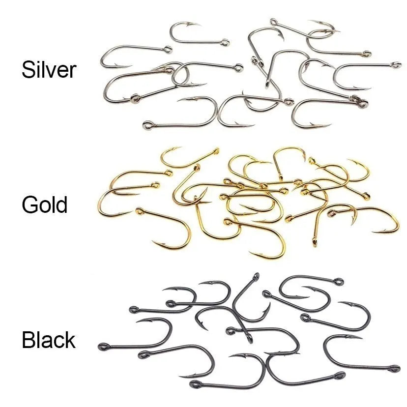 10 styles, 100PCS Fishing Hook Kits. Fresh Or Salt Water. Sharp And Durable.