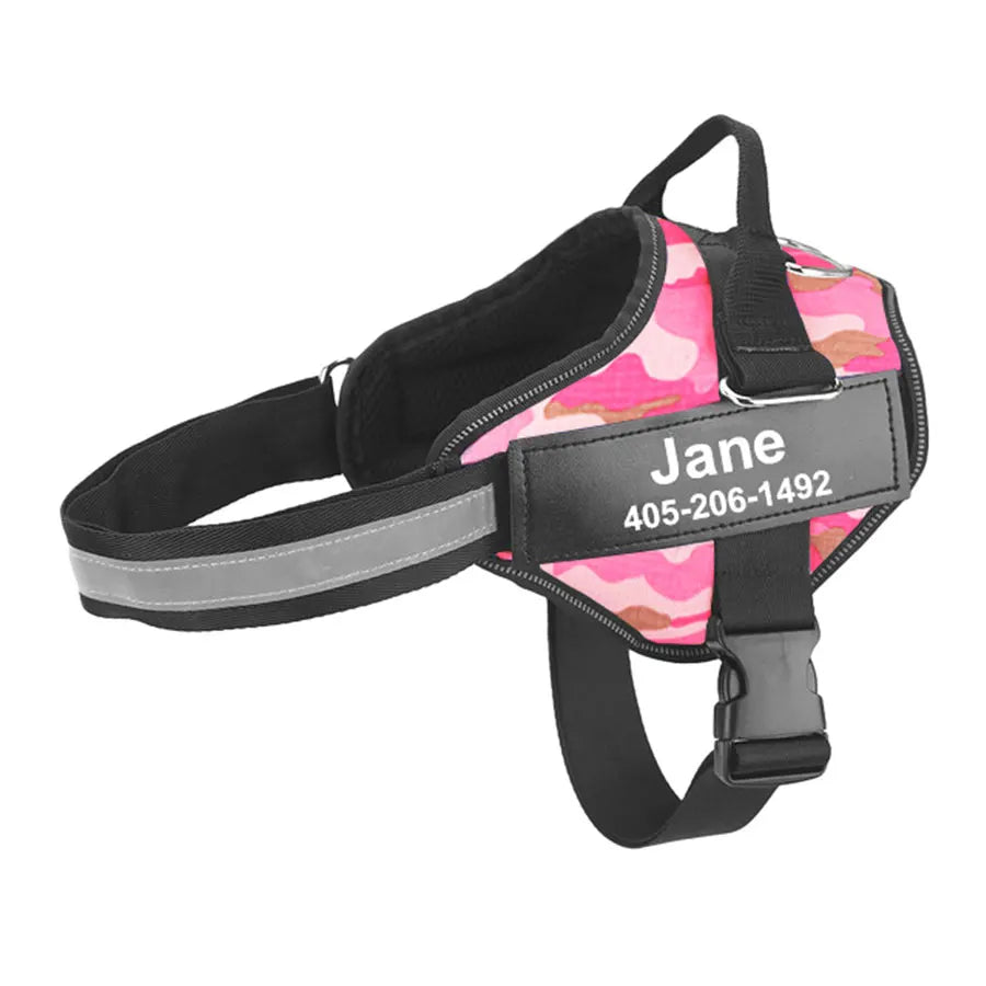 Dog Harness, NO PULL, Reflective, Breathable, Adjustable Pet Harness. Vest ID Custom Patch.