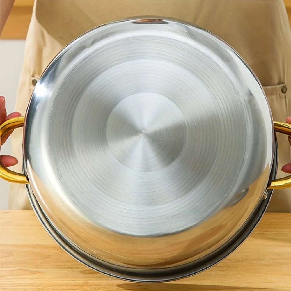 5-Piece Golden Stainless Steel Cookware Set - Durable, Multi-Purpose, Easy to Clean.