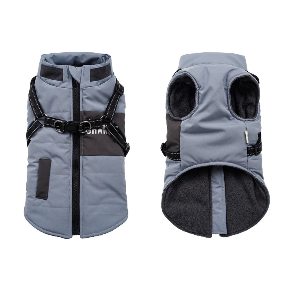 Dog Wind Breaker with Dual D Leash. Warm Dog Hoodie, Warm Dog Clothes.