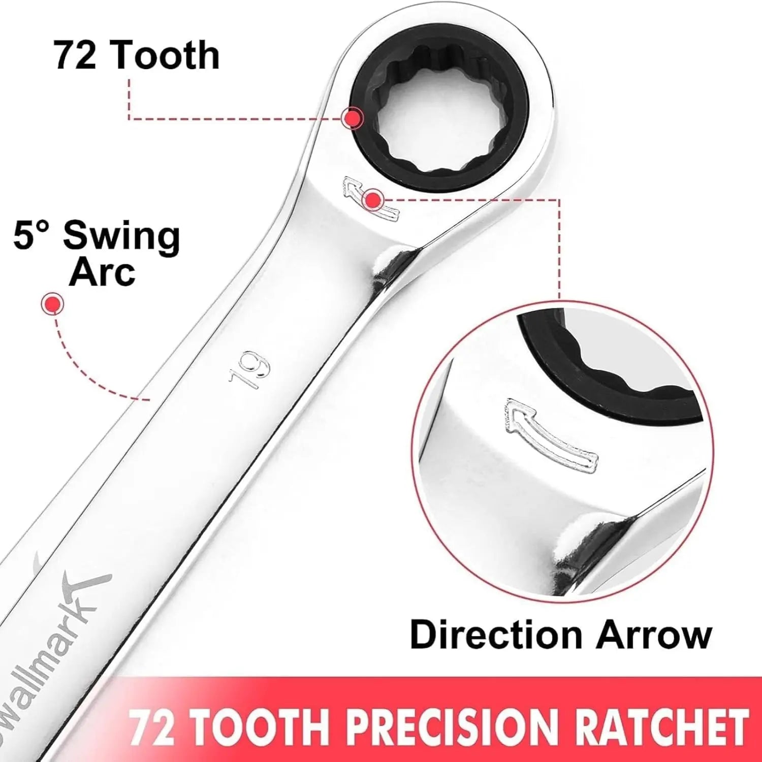 20pcs Standard Combination Ratcheting Wrench Set, 72-Teeth Cr-V Steel With Storage Bag.