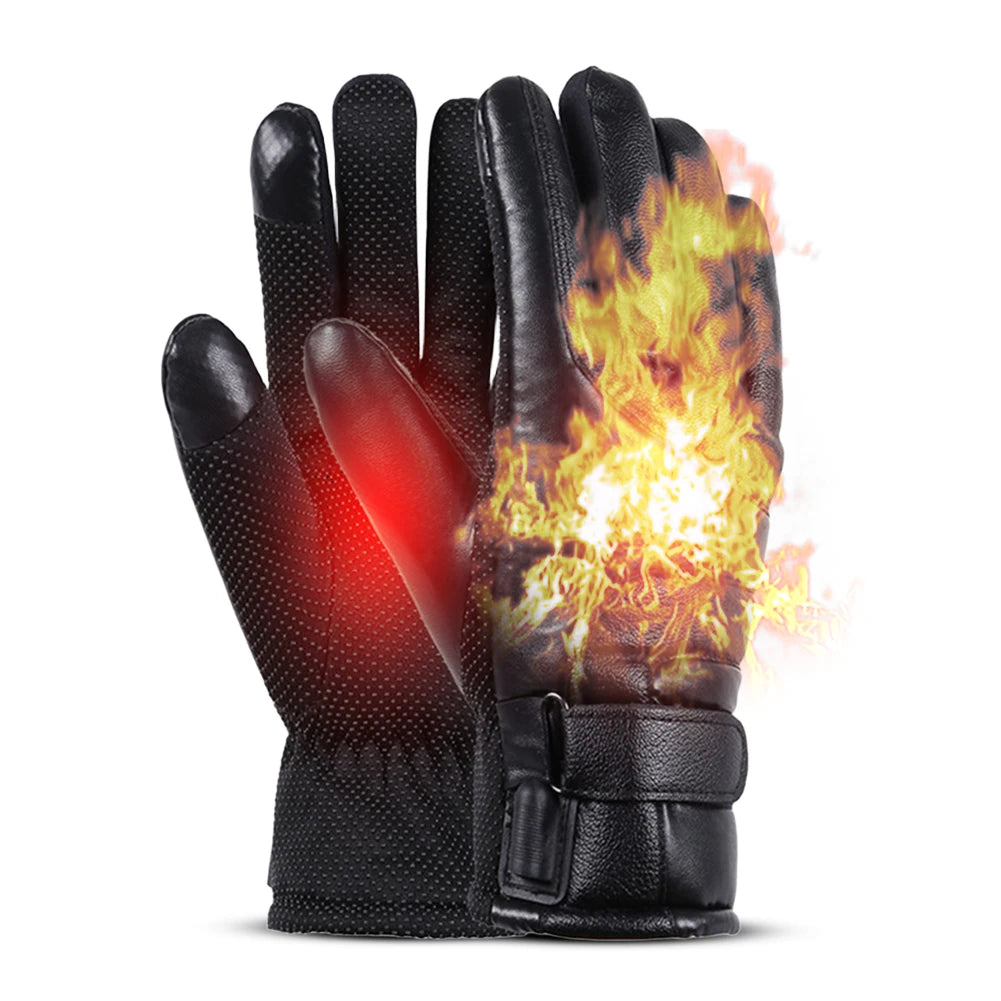 Heated Gloves- Waterproof Thermal- PU Leather.